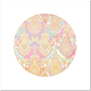 Rosy Opalescent Art Deco Pattern Posters and Art